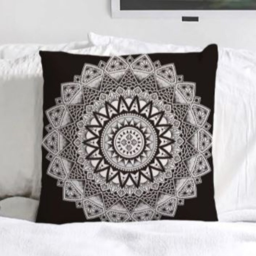 Mandala print throw pillow